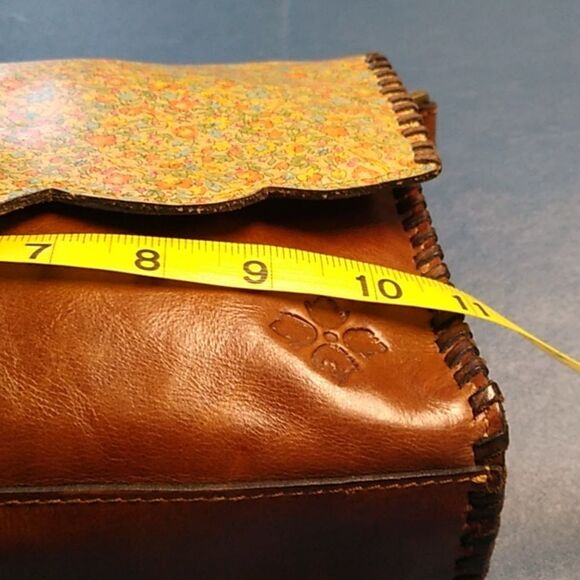 Patricia Nash Leather Shoulder Crossbody Floral Scalloped Edge Brown Bag - Picture 15 of 16